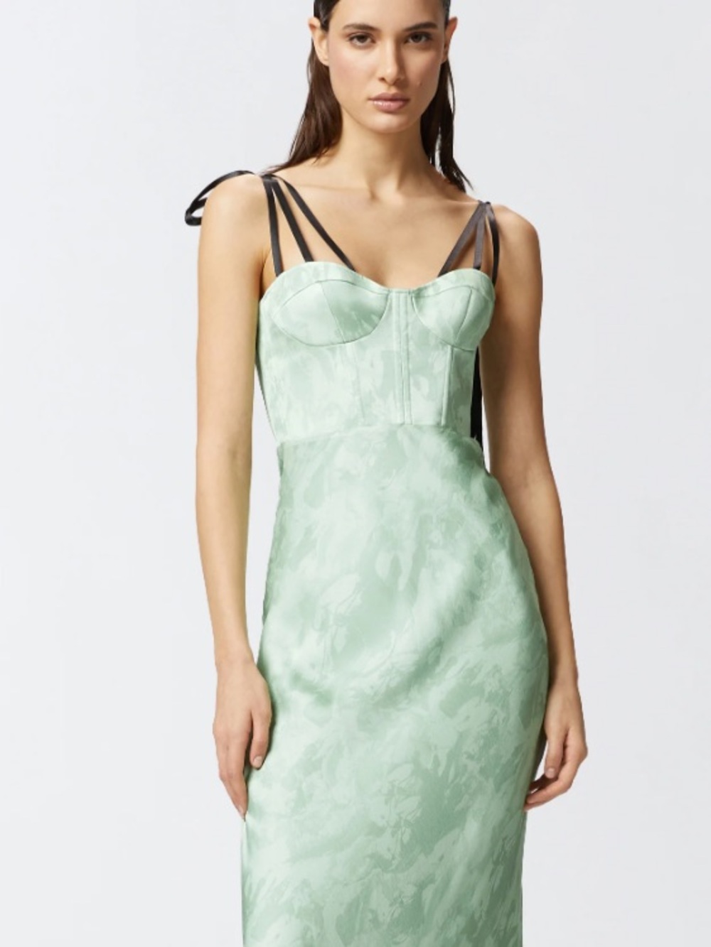 PINKO x Patrick McDowell Horse-print Maxi Dress in Mint Green Satin - NWT